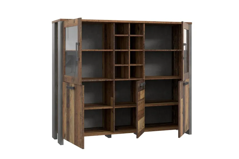 Cadle Vitrinskåp 41 cm djup 151 cm bred 125 cm hög Trä - Brun/Grå - Products - Förvaring - Skåp - Vitrinskåp