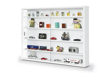 Imogen Vägghängt Displayskåp Vitrinskåp 9,5 cm djupt 80 cm bred 60 cm hög Ljust Trä Glas - Vit/Glas - Products - Förvaring - Skåp - Vitrinskåp