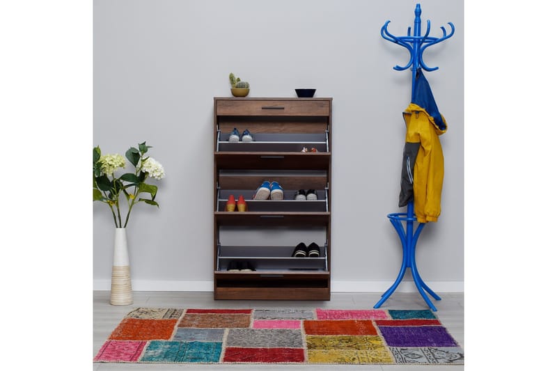 Skoskåp 75x128 cm - Valnöt - Products - Förvaring - Skåp - Förvaringsskåp