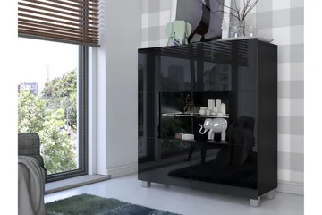 Tessan Vitrinskåp 100x35x107 cm - Svart/Vit - Products - Förvaring - Skåp - Vitrinskåp