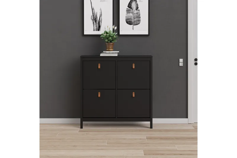 Vallvidera Skoskåp 25x102 cm - Svart/Natur - Products - Förvaring - Skåp - Förvaringsskåp