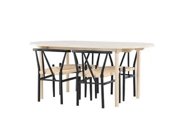 Andy Matgrupp 180 cm Oval med 4 Alfons stolar - Whitewash/Svart - Products - Möbler - Bord & matgrupp - Matgrupp