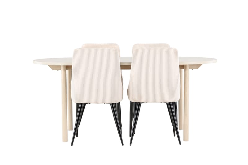 Andy Matgrupp 180 cm Oval med 4 Leone stolar - Whitewash/Beige - Products - Möbler - Bord & matgrupp - Matgrupp