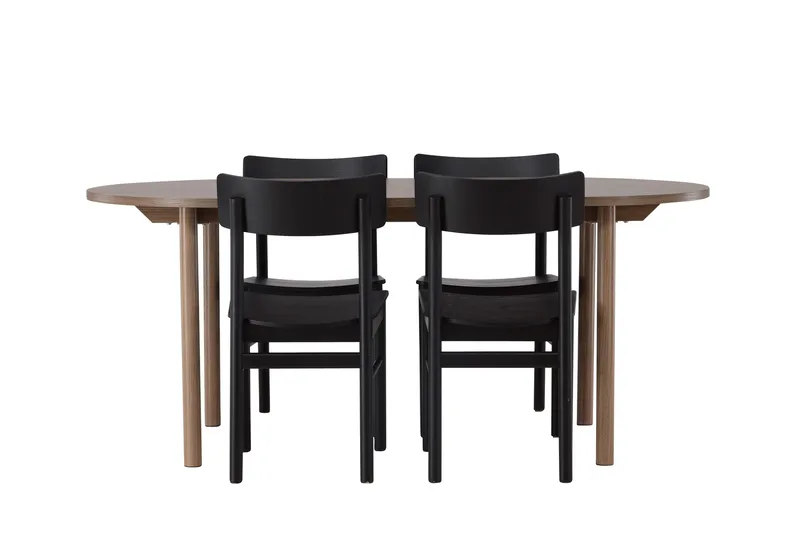 Andy Matgrupp 180 cm Oval med 4 Montros stolar, Svart
