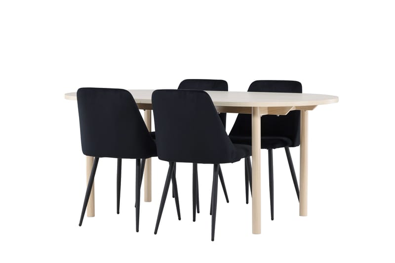 Andy Matgrupp 180 cm Oval med 4 Night stolar - Whitewash/Svart - Products - Möbler - Bord & matgrupp - Matgrupp
