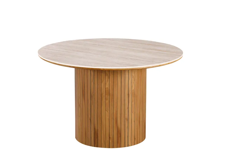 Arvo Matbord Rund 120 cm Travertin, Ek