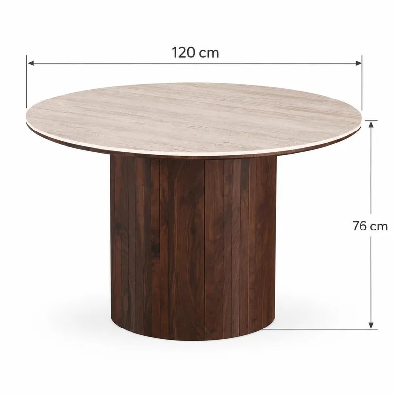 Arvo Matbord Rund 120 cm Travertin - Valnöt - Products - Möbler - Bord & matgrupp - Matbord & köksbord