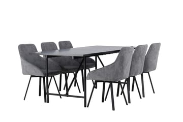 Astrid Matgrupp 200 cm Rektangulär med 6 Rosie stolar - Svart - Products - Möbler - Bord & matgrupp - Matgrupp