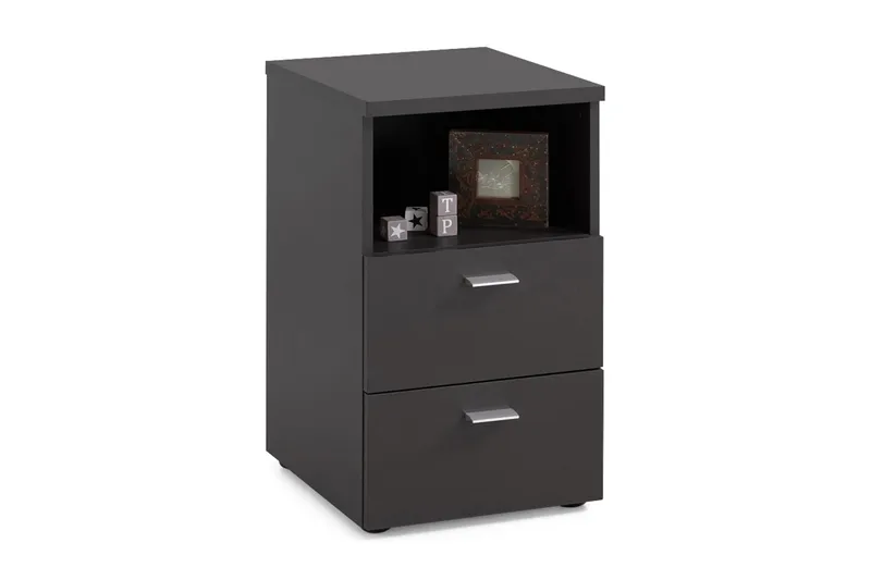 Colima Sängbord 35 cm med Förvaring 2 Lådor + Hylla - Svart - Products - Möbler - Bord & matgrupp - Avlastningsbord & sidobord - Sängbord & nattduksbord