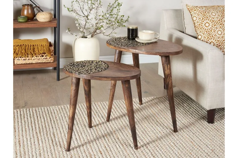 Daylinn Satsbord 54 cm - Mörkt trä/Guld - Products - Möbler - Bord & matgrupp - Avlastningsbord & sidobord - Satsbord