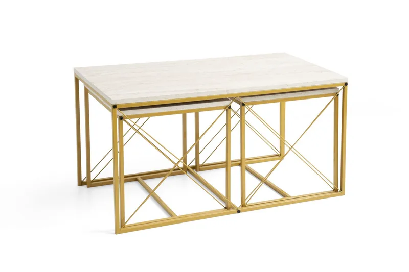 Defneia Soffbord 100 cm - Guld/Marmor - Products - Möbler - Bord & matgrupp - Avlastningsbord & sidobord - Satsbord