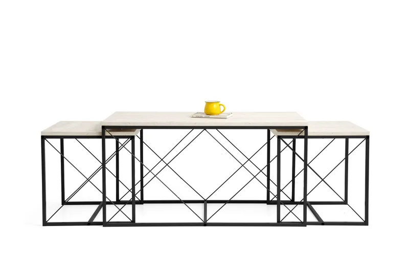 Defneia Soffbord 100 cm - Svart/Marmor - Products - Möbler - Bord & matgrupp - Avlastningsbord & sidobord - Satsbord