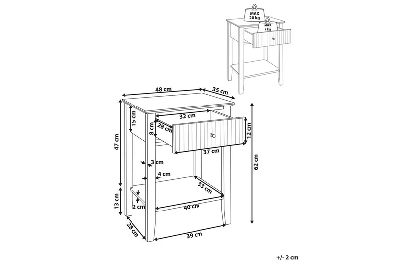 Sängbord Assisi med förvaringslåda - Products - Möbler - Bord & matgrupp - Avlastningsbord & sidobord - Sängbord & nattduksbord