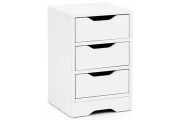 Sängbord Wohnling med 3 lådor i en enkel, modern design för boxspring-säng Vit - Vit - Products - Möbler - Bord & matgrupp - Avlastningsbord & sidobord - Sängbord & nattduksbord