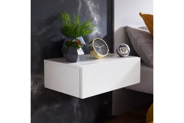 Sängbord Wohnling med låda för väggmontering, svävande utseende Vit - Vit - Products - Möbler - Bord & matgrupp - Avlastningsbord & sidobord - Sängbord & nattduksbord