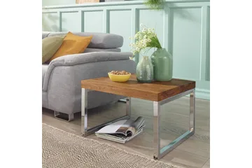 Sido bord Wohnling massivt trä, kvadratisk med metallkromben, herrgårdsstil 60x60 cm - 60x60 cm - Products - Möbler - Bord & matgrupp - Avlastningsbord & sidobord - Brickbord & småbord