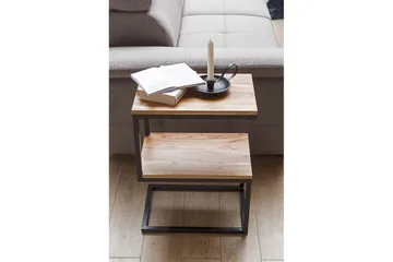 Sido bord Wohnling Massivt trä, S Cube, metallram i lantlig stil Akacia - Akacia - Products - Möbler - Bord & matgrupp - Avlastningsbord & sidobord - Brickbord & småbord