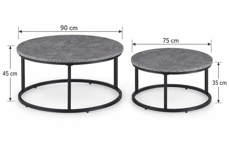 Thyra Satsbord Runt 90 cm 2 bord - Grå / Svart - Products - Möbler - Bord & matgrupp - Avlastningsbord & sidobord - Satsbord