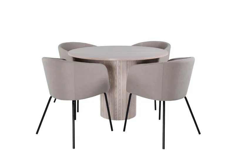 Bianca Matgrupp 110 cm Rund med 4 Berit stolar - Beige - Products - Möbler - Bord & matgrupp - Matgrupp