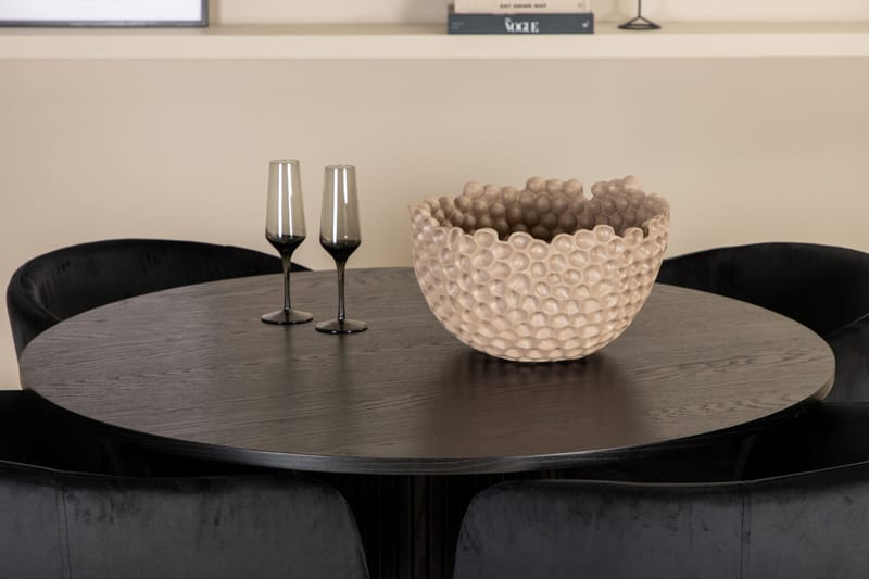 Bianca Matgrupp 110 cm Rund med 4 Berit stolar - Svart - Products - Möbler - Bord & matgrupp - Matgrupp