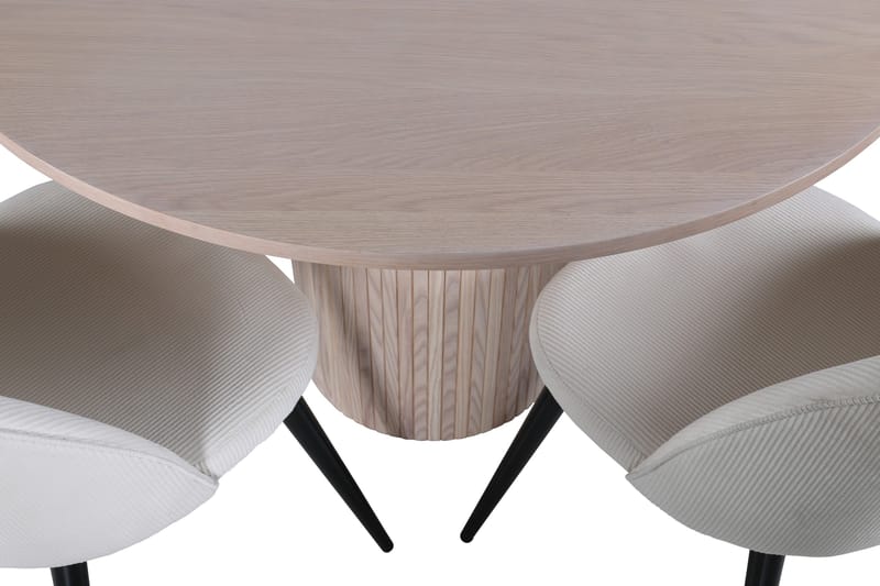 Bianca Matgrupp 110 cm Rund med 4 Velvet stolar - Beige - Products - Möbler - Bord & matgrupp - Matgrupp