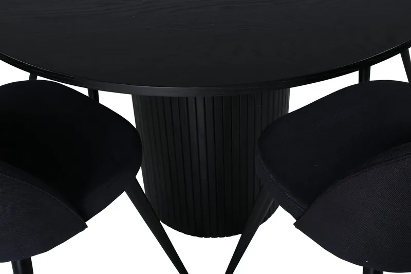 Bianca Matgrupp 110 cm Rund med 4 Velvet stolar - Svart - Products - Möbler - Bord & matgrupp - Matgrupp