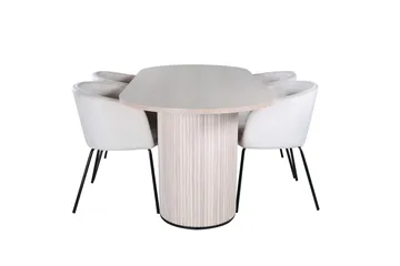 Bianca Matgrupp 200 cm Oval med 4 Berit stolar - Beige - Products - Möbler - Bord & matgrupp - Matgrupp