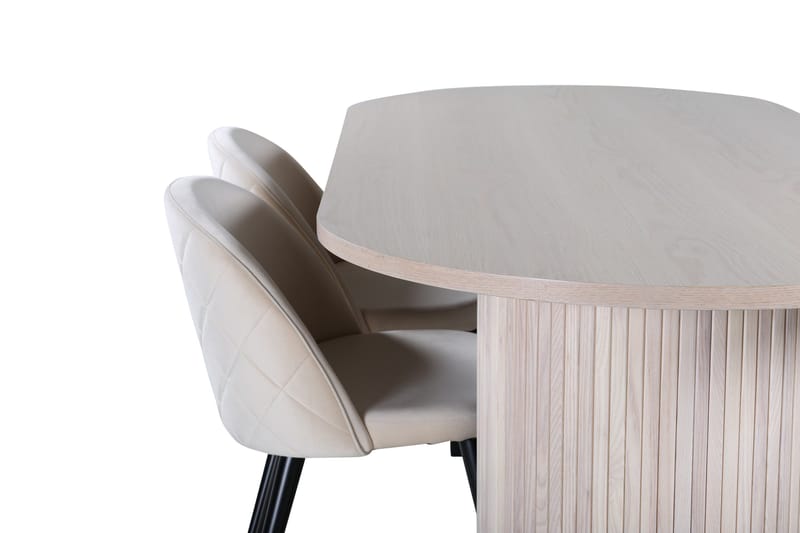Bianca Matgrupp 200 cm Oval med 4 Velvet stolar - Svart - Products - Möbler - Bord & matgrupp - Matgrupp