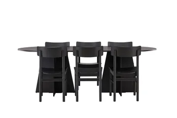 Bootcut Matgrupp + 6 stolar - Svart - Products - Möbler - Bord & matgrupp - Matgrupp