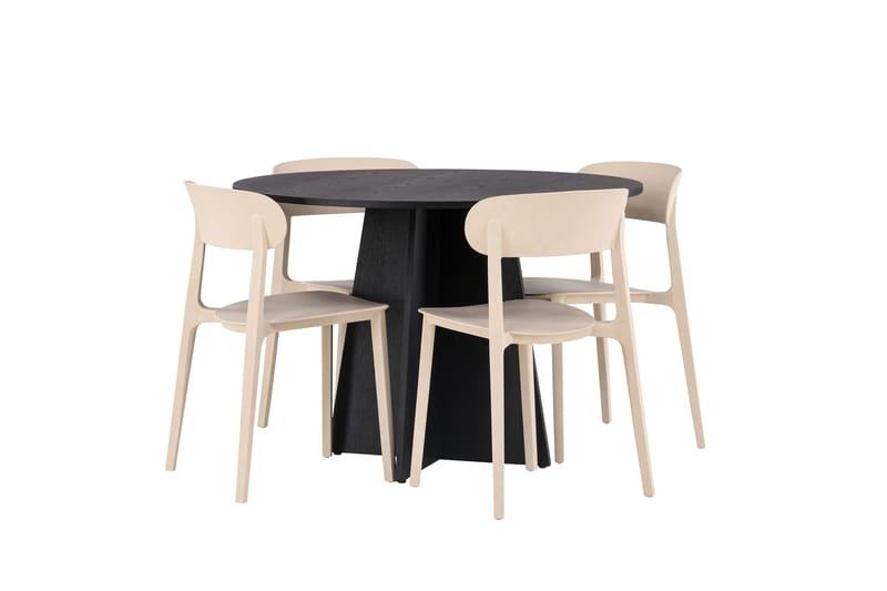 Bootcut Matgrupp 110 cm Rund med 4 Åstol stolar - Beige - Products - Möbler - Bord & matgrupp - Matgrupp
