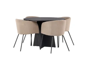 Bootcut Matgrupp 110 cm Rund med 4 Berit stolar - Beige - Products - Möbler - Bord & matgrupp - Matgrupp