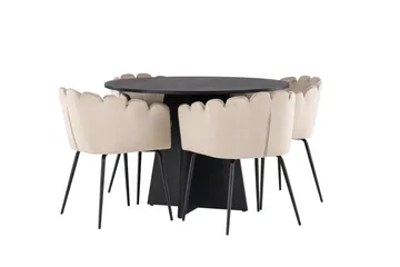 Bootcut Matgrupp 110 cm Rund med 4 Limhamn stolar - Beige - Products - Möbler - Bord & matgrupp - Matgrupp