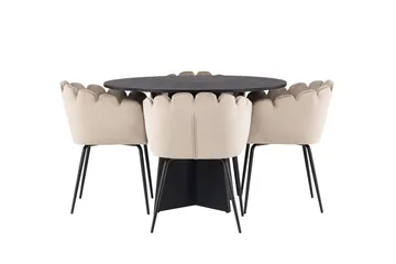 Bootcut Matgrupp 110 cm Rund med 4 Limhamn stolar - Beige - Products - Möbler - Bord & matgrupp - Matgrupp