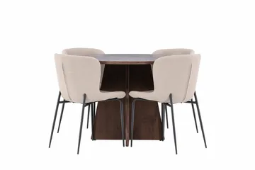 Bootcut Matgrupp 110 cm Rund med 4 Modesto stolar - Mocca/Beige - Products - Möbler - Bord & matgrupp - Matgrupp