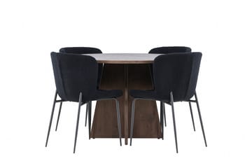 Bootcut Matgrupp 110 cm Rund med 4 Modesto stolar - Mocca/Svart - Products - Möbler - Bord & matgrupp - Matgrupp