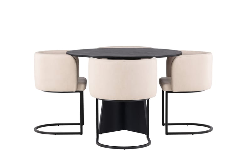 Bootcut Matgrupp 110 cm Rund med 4 Simrishman stolar, Beige