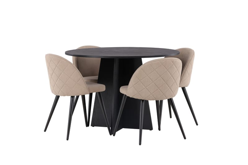Bootcut Matgrupp 110 cm Rund med 4 Velvet stolar - Beige - Products - Möbler - Bord & matgrupp - Matgrupp
