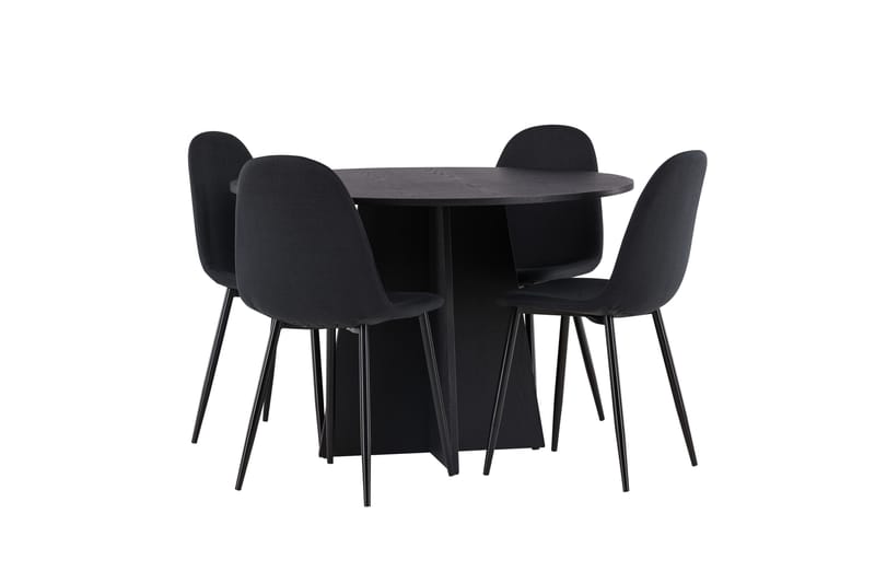 Bootcut Matgrupp 110 cm Rund med 4 Polar stolar - Svart - Products - Möbler - Bord & matgrupp - Matgrupp