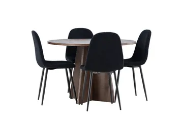 Bootcut Matgrupp 110 cm Rund med 4 Polar stolar - Mocca/Svart - Products - Möbler - Bord & matgrupp - Matgrupp