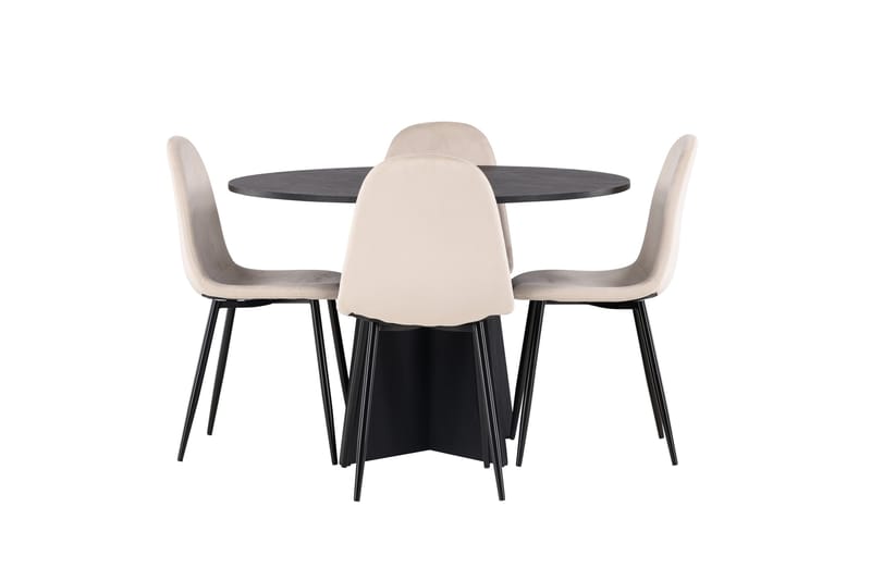 Bootcut Matgrupp 110 cm Rund med 4 Polar stolar - Beige - Products - Möbler - Bord & matgrupp - Matgrupp