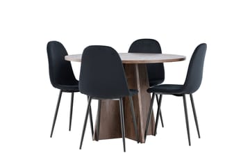 Bootcut Matgrupp 110 cm Rund med 4 Polar stolar - Mocca/Svart - Products - Möbler - Bord & matgrupp - Matgrupp