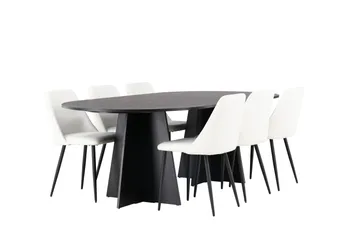 Bootcut Matgrupp 230 cm Oval med 6 Night stolar - Svart - Products - Möbler - Bord & matgrupp - Matgrupp