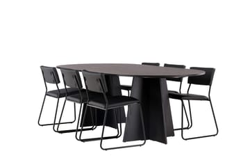 Bootcut Matgrupp 230 cm Rektangulär med 6 Kenth Stolar - Svart - Products - Möbler - Bord & matgrupp - Matgrupp