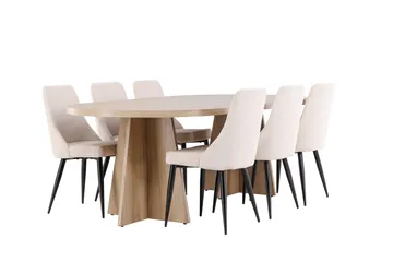 Bootcut Matgrupp 230 cm Rektangulär med 6 Leone stolar - Whitewash/Beige - Products - Möbler - Bord & matgrupp - Matgrupp