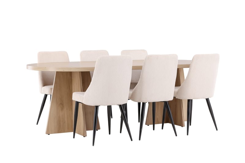 Bootcut Matgrupp 230 cm Rektangulär med 6 Leone stolar - Whitewash/Beige - Products - Möbler - Bord & matgrupp - Matgrupp