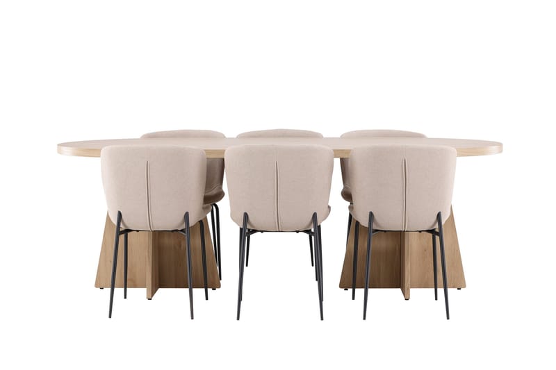 Bootcut Matgrupp 230 cm Rektangulär med 6 Modesto stolar - Whitewash/Beige - Products - Möbler - Bord & matgrupp - Matgrupp