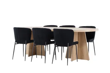 Bootcut Matgrupp 230 cm Rektangulär med 6 Modesto stolar - Whitewash/Svart - Products - Möbler - Bord & matgrupp - Matgrupp