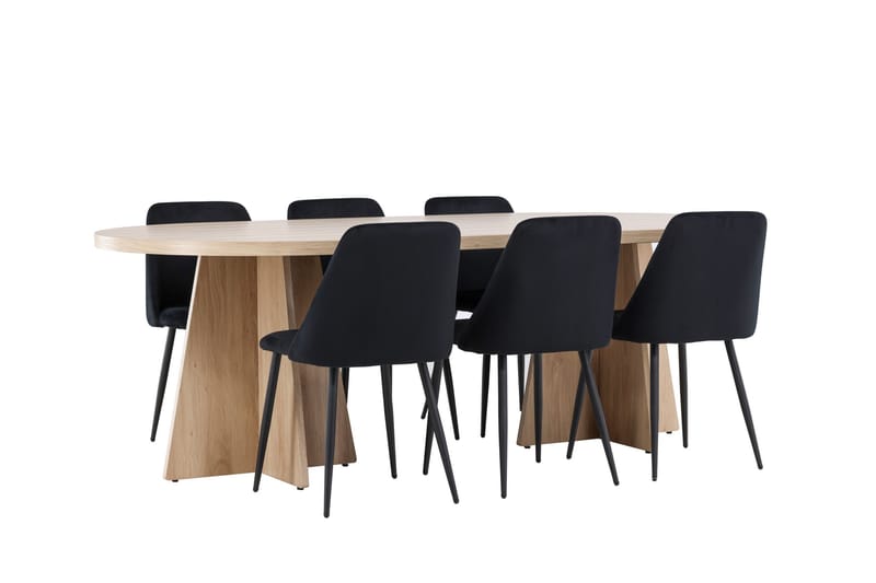 Bootcut Matgrupp 230 cm Rektangulär med 6 Night stolar - Whitewash/Svart - Products - Möbler - Bord & matgrupp - Matgrupp