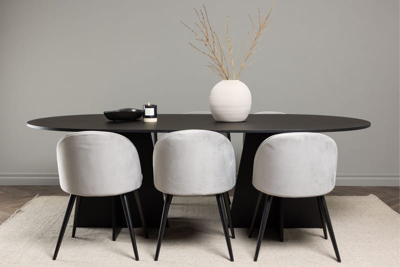 Bootcut Matgrupp 230 cm Rektangulär med 6 Velvet stolar - Svart - Products - Möbler - Bord & matgrupp - Matgrupp