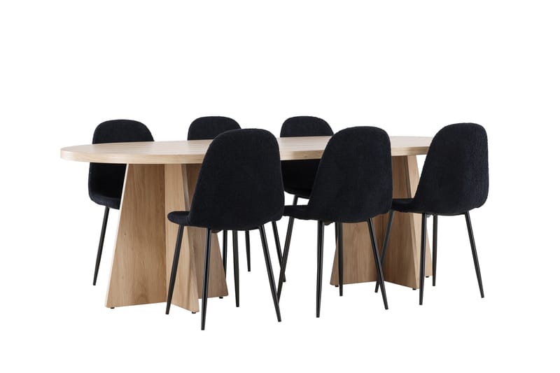 Bootcut Matgrupp 230 cm Rektangulär med 6 Polar stolar - Whitewash/Svart - Products - Möbler - Bord & matgrupp - Matgrupp